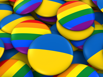 Badges with Ukrainian and LGBTI flags